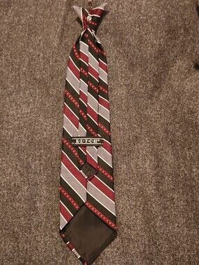 70s Clip On Ketch Striped Burgundy and Gray Men's Tie
